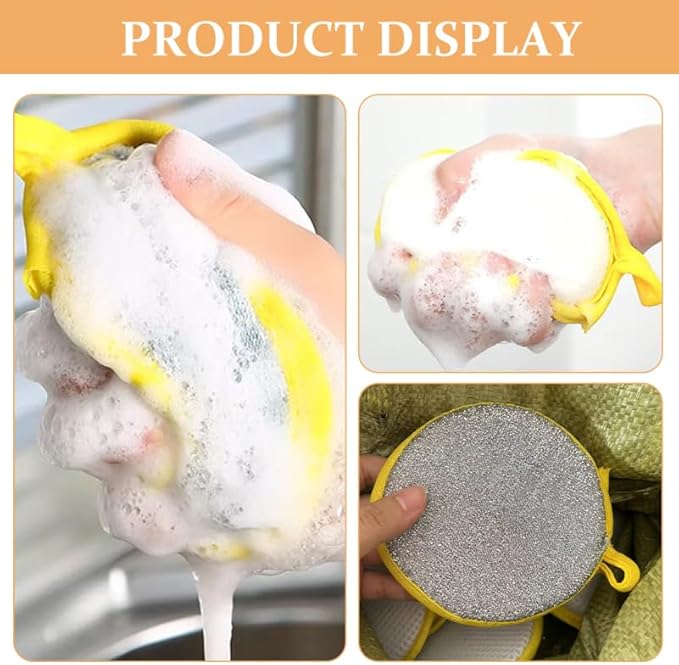 10Pcs Double Sided Round Dish Sponge Metallic Kitchen Scrubber for Efficient Cleaning Multi Purpose Dish Pad and Reusable Kitchen Sponges and Household