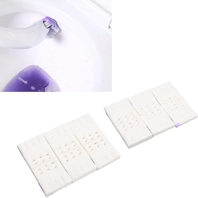 Disposable Toilet Brush Replacement Refills - 12PCS Scrubber Wand Cleaning Pads with Built-in Cleaner for 3061 Lavender Scent Versatile Bathroom Cleaning