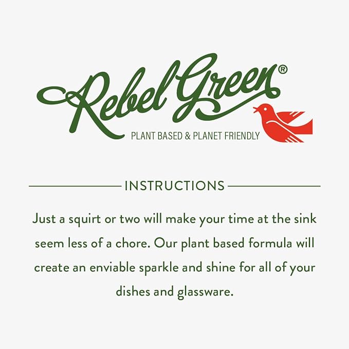 Rebel Green Super Deluxe Dish Soap - Natural Dishwashing Soap - Liquid Dish Detergent - Sustainable Dish Liquid Scented with Pink Lilac - (16 oz Bottles, 4 Pack)