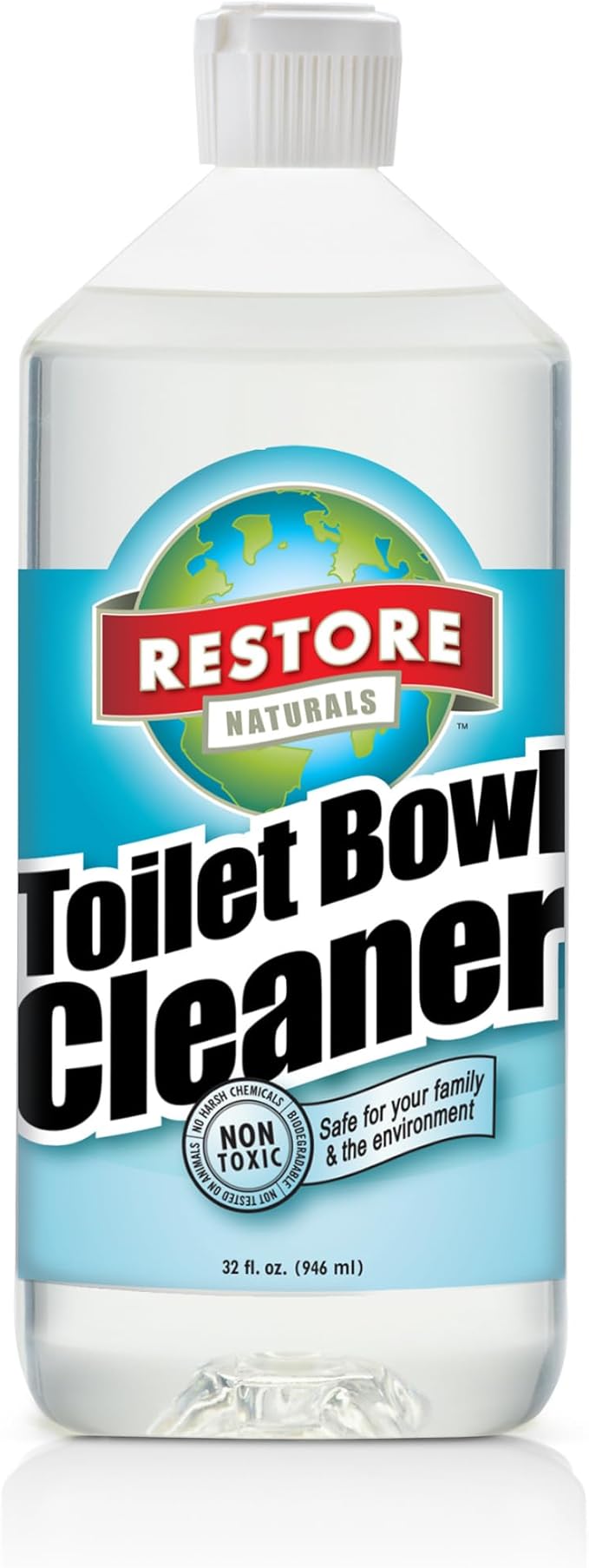 Restore Naturals Non Toxic Toilet Bowl Cleaner - 32 Fl Oz - Plant Based | Septic Safe | Biodegradable - For Porcelain, Ceramic, & Tile - 3 Pack