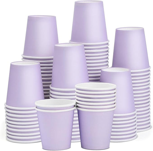100 Pack Paper Cups, 3 oz Bathroom Cups, Moushwash Cup, Small paper Cup for Water, Juice, Candy Ideal for Party Bathroom and Office（Purple）