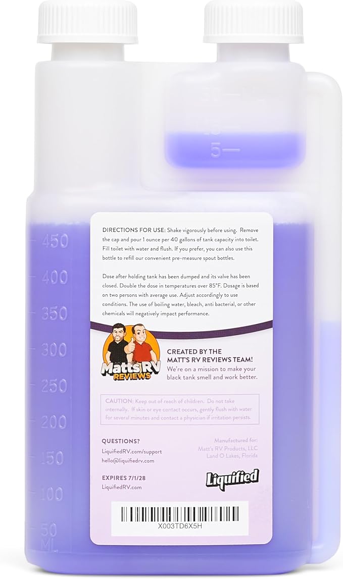 Liquified RV Toilet Treatment - Black Holding Tank Digester - Odor Eliminator - Lavender Scent - Matts RV Reviews (Lavender, 16oz)