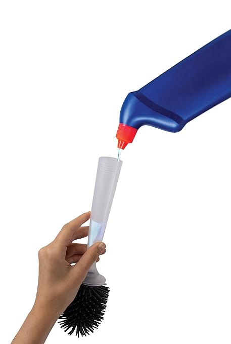 Soap Dispenser Toilet Brush — Leakproof, Refillable Built-in Soap Dispenser, Ventilated Holder, No-Drip Design