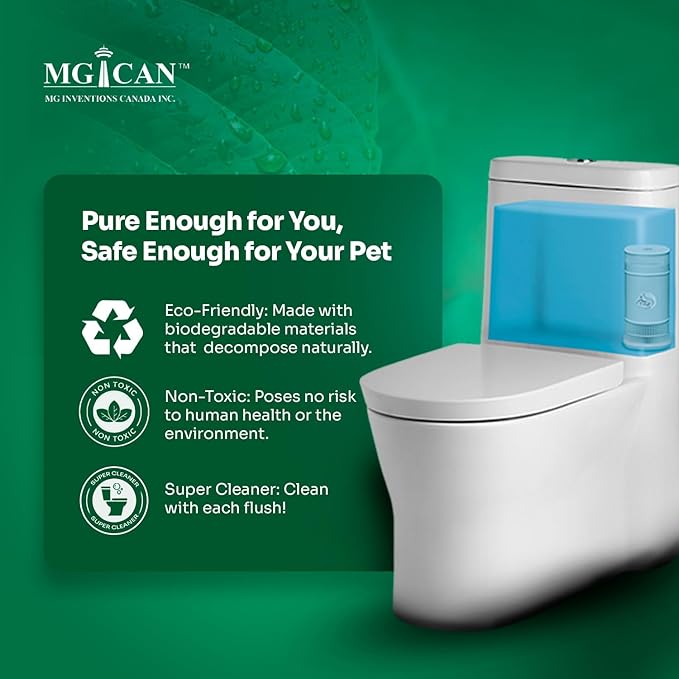 MGICAN Patented Automatic Toilet Bowl Cleaner System (ATCS) 1700+ Flushes - Non Toxic Toilet Bowl Cleaners for Hard Water Stains - UL-Certified Toilet Cleaner 1 Year Supply (2 Pack)