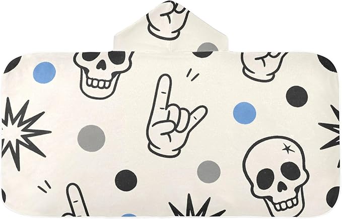SUABO Kids' Bath Towels Skull Polka Dots Hooded Towels for Boys Girls,Toddler Towels Multi-Purpose for Beach,Pool and Bathroom,23.5" x 50", Soft and Highly Absorbent