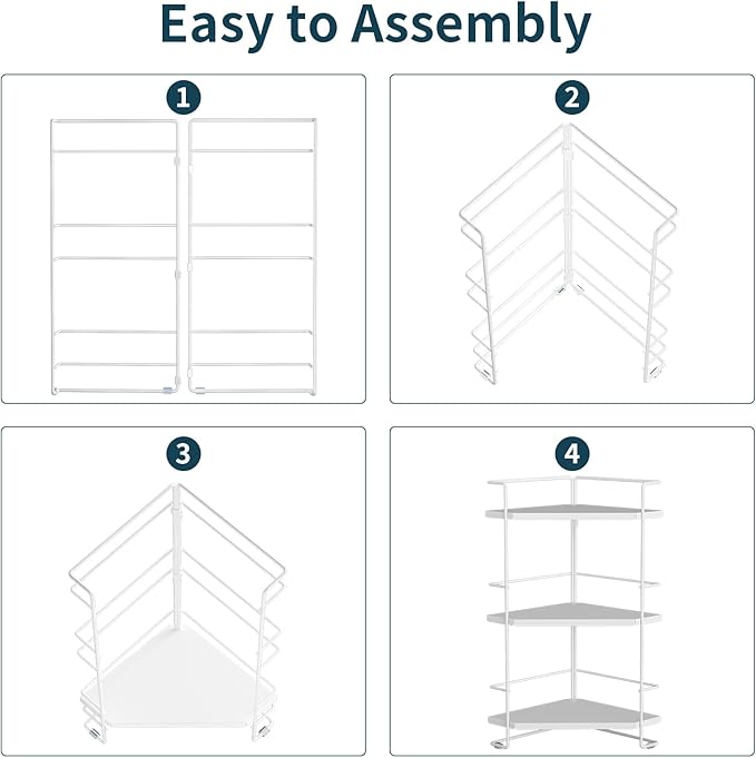 BOIVSHI 3-Tier Bathroom Countertop Organizer, Bathroom Organizers and Storage for Bathroom, Kitchen Counter, Corner Storage Shelf for Bedroom Storage Makeup Skincare Perfume (White)