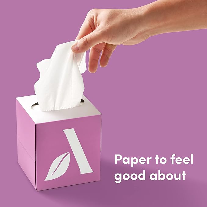 Amazon Aware 100% Bamboo Facial Tissues, 3-Ply, FSC Certified, 12 Pack, 60 Sheets Per Box, 720 Total