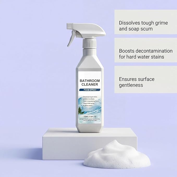 Scale Remover Bathroom Cleaner, Bathroom Descaler Foam Cleaner Spray, Stubborn Stains, Bathroom Cleaner Foam Spray for Shower, Tiles, Glass, Stainless, Steel, Natural Stone (2)