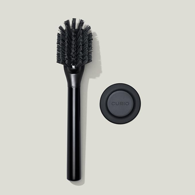Curio Home Goods Ionic Dish Brush, Magnetized to Stand Upright, Stainless Steel with Replaceable Head, Onyx/Black