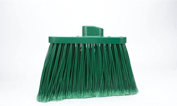 SPARTA Plastic Broom Head, Angled, Flagged for Small Debris Indoor, Outdoor, Home, Restaurant, Lobby, Office, 12 Inches, Green, (Pack of 12)