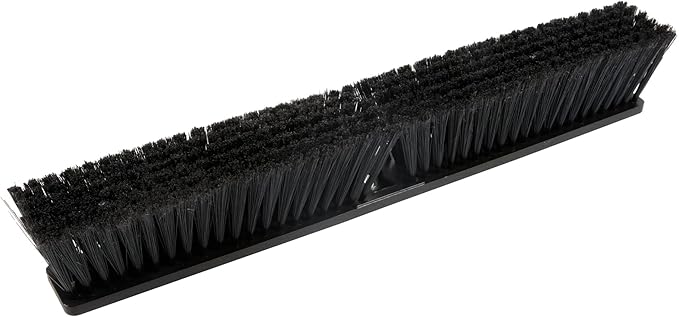Restaurantware-BROOM HEAD ONLY: Clean Tek Professional 23.62-Inch Push Broom Head, 1 Heavy-Duty Cleaning Tool - Handle Sold Separately, Fine Flagged Bristles, Black Plastic, Outdoor Use