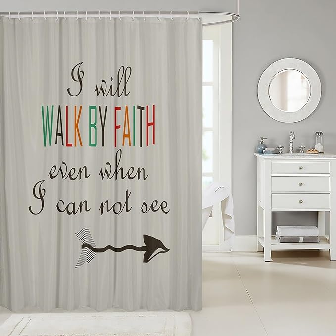 Feelyou Swono Bible Verses Christian Quotes Bedding Set for Kids Girls Arrow Print Bathroom Shower Curtain Set Tribal Cultural Bath Curtain Decor Light Green Kids Bathroom Accessories 72"x78"
