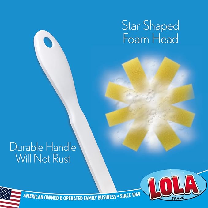 LOLA Glass & Jar Sponge Brush, Star Shaped, Foam Material, Dishwasher Safe, Non-Scratch, Perfect for Glasses, Mugs, Bottles. 1 Count