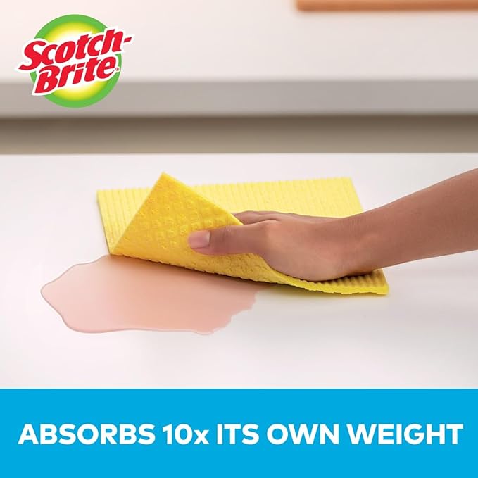 Scotch-Brite Reusable Sponge Cloths (2-Pack) – Highly Absorbent, Washable Multi-Purpose Cleaning Cloths