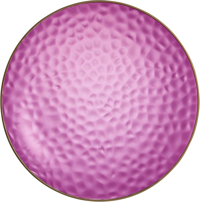 PLASTICPRO 30 Pack Hammered Plastic Plates Heavyweight Disposable Plastic Plates Elegant Transparent Purple Hammered with Gold Rim Platsic Party Dishes (Hamered Purple With Gold Rim, 7'' INCH PLATES)