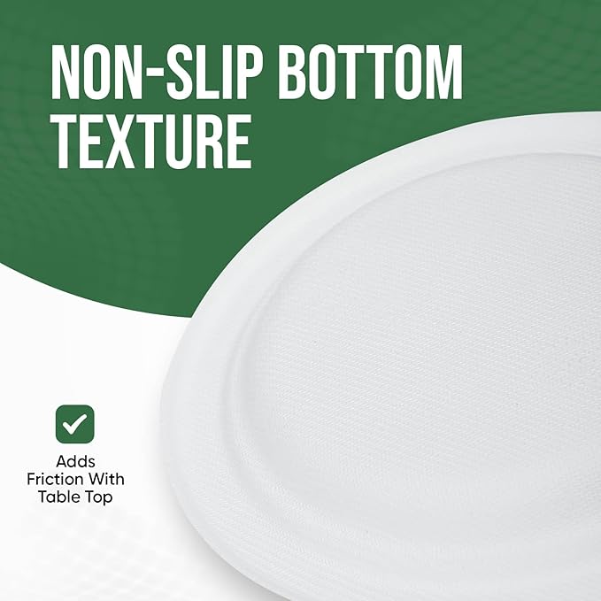 TaidMiao 7-Inch White Paper Plates 100 Pack - 100% Compostable Dessert Plates | Leakproof Disposable Plates for Party, Microwave Safe & Oil Resistant, Eco-Friendly Small Dinnerware (100 Count)