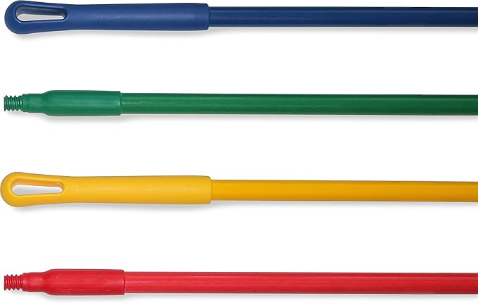 SPARTA Fiberglass Broomstick Replacement Broom Handle with Acme Threaded Tip for Industrial Cleaning Tools, Fiberglass, 60 Inches, Red, (Pack of 12)