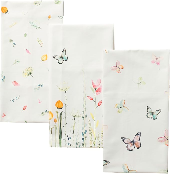 Maison d' Hermine Kitchen Towels Set of 3 100% Cotton 27.50" x 20" Reusable Cloth Tea Dish Towels Absorbent with Hanging Loop for Kitchen Farmhouse Hotel Spring Summer - Botanical Fresh
