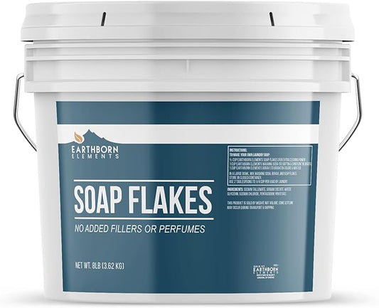 Earthborn Elements Soap Flakes 2 Gallon Bucket, Homemade Laundry Detergent, Tallow-Based, Unscented