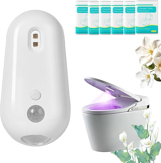 Self Cleaning UV Toilet Sanitizer Light, Motion-Activated, Rechargeable, Night Light, Adhesive-Mounted for Shared Bathrooms, For Elderly & Pet