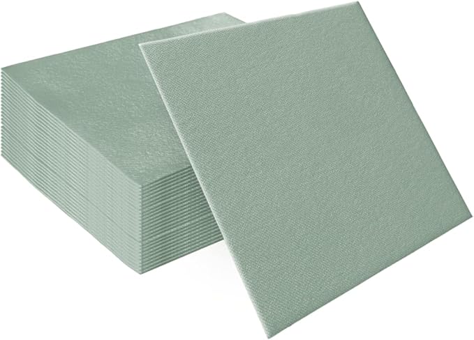 PAW - 50 Pieces Linen-Feel Paper Napkins 16" x 16", Disposable Cloth-Like Napkins Gold, Light Green Dinner Napkins for Party, Wedding, Christmas