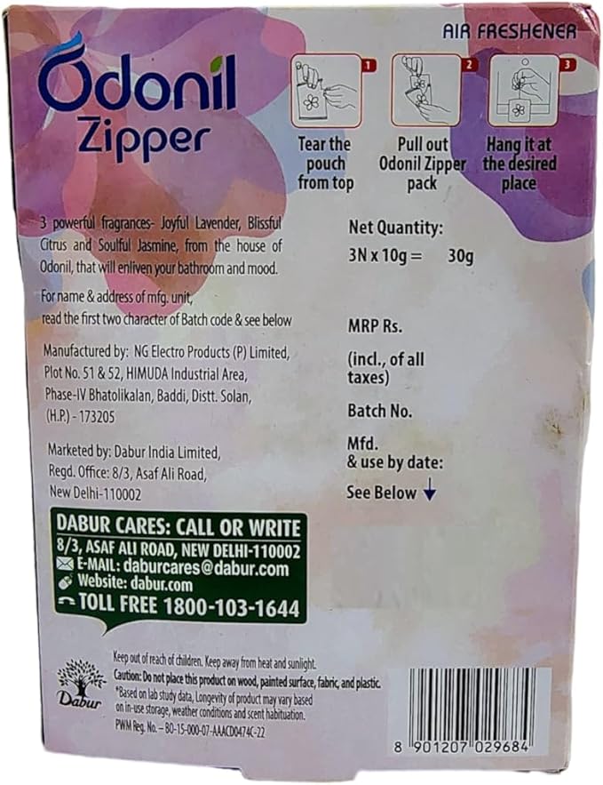 Odonil Air Freshener Zipper, 10g (Pack of 3)
