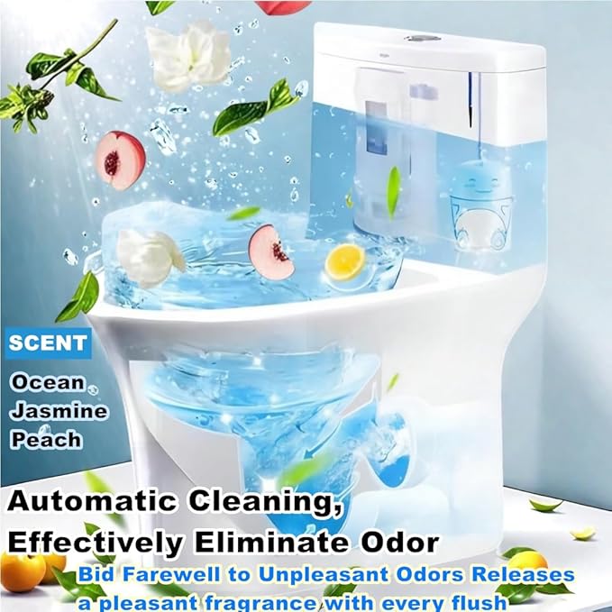 Toilet Cleaner and Deodorizer, Dinosaur-Shaped Crazy Clean Toilet Bowl Cleaner with Rope, Automatic Cleans Toilet Tank to Long Lasting with with Ocean, Jasmine, And Peach Scent (Ocean)