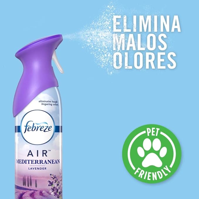 Febreze Air, Mediterranean Lavender, 8.8 Oz Aerosol Spray, 6/carton