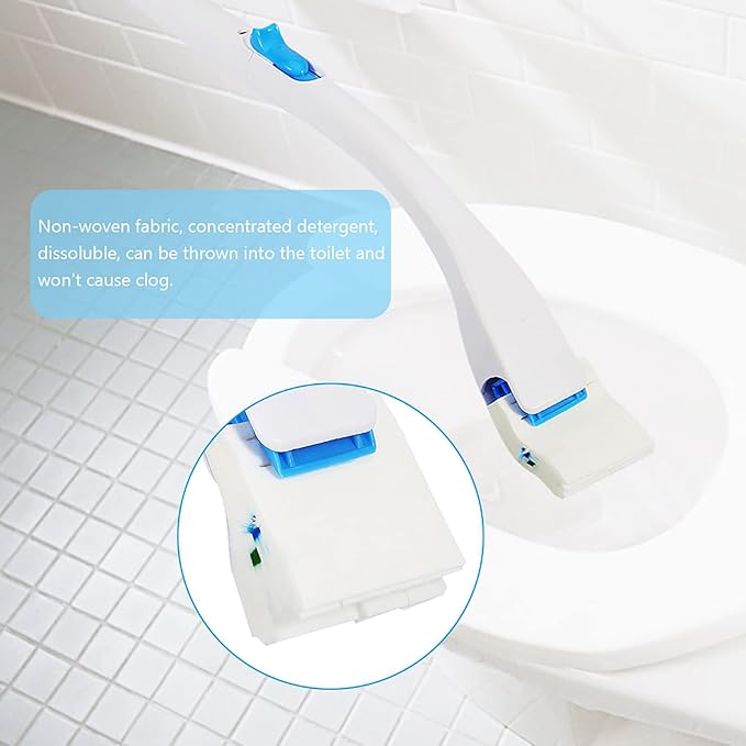 Disposable Toilet Brush, Disposable Toilet Bowl Cleaner Wand with Cleaning Cotton, Disposable Toilet Cleaner Cleaning Toilet Brush for Home, Bathroom