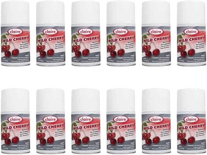 Claire CL107-12pk Wild Cherry Metered Air Freshener; 7 Oz. Net Wt.,12 Count
