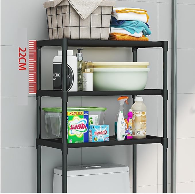 3-Tier Over the Toilet Storage, Metal Bathroom Shelve, Over Toilet Bathroom Organizer Storage Rack, Space Saver Freestanding Shelf for Restroom Laundry Balcony Room
