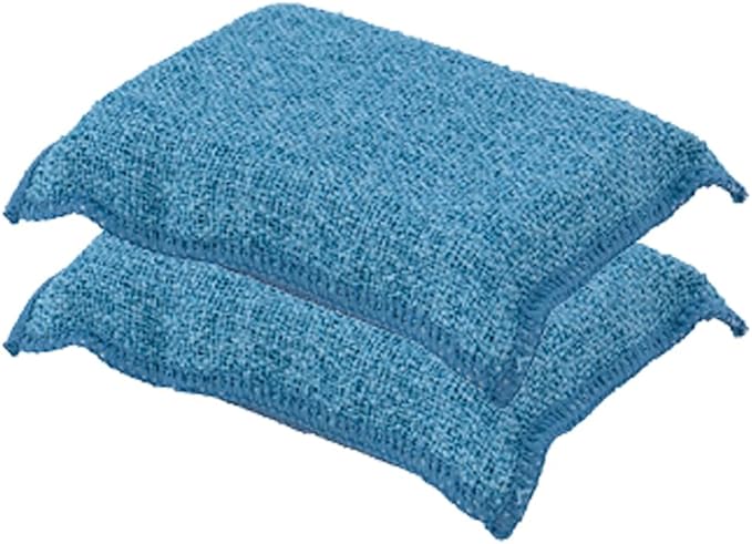 Miracle Microfiber Scrubbing Sponge, Blue Extra Scrubbing Power Sponge for Kitchen, Sink, Pot, Pan and Dish Washing, Super Absorbent and Rapid Drying 2-Pack