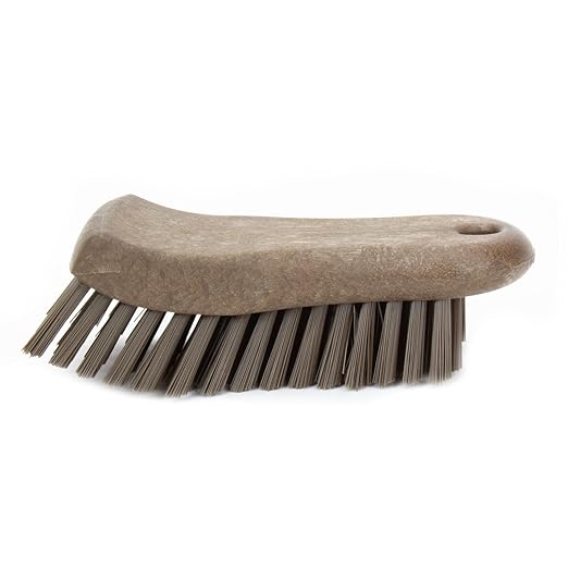 SPARTA Plastic Cutting Board Scrub Brush with Hanging Hole for Washing Cutting Boards, 6 Inches, Brown