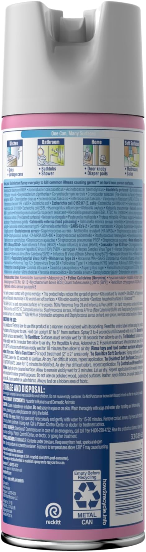 Lysol Disinfectant Spray, Household Cleaning Supplies, Disinfecting Multi-Purpose Room Spray, Antibacterial Sanitizer, Deodorizer, Kills Hantavirus, Early Morning Breeze, 19 Fl Oz
