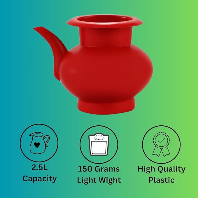 Plastic Water Bodna for Bathroom Use – 2.5 Liter Capacity, Durable Household Bodna.Red