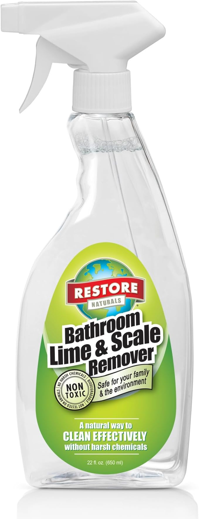 Restore Naturals Non Toxic Bathroom Cleaner - 22oz - Soap Scum Remover, Non Toxic Shower Cleaner, Safe Cleaning Products, Eco Friendly Cleaning Products - 3 Pack