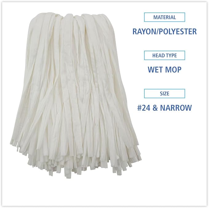 Boardwalk Nonwoven Cut End Edge Mop, Rayon/Polyester, #24, White, 12/Carton