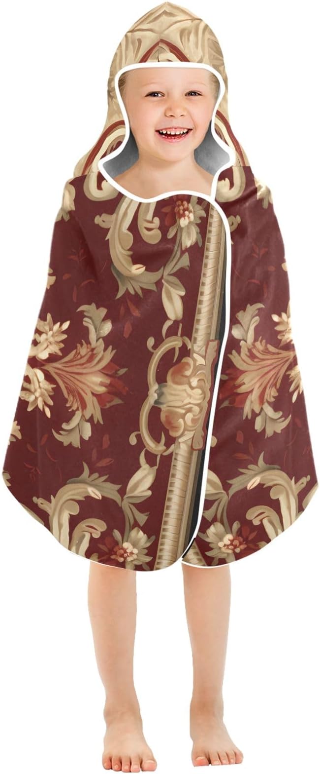Hooded Towel for Kids Elegant Tribe Floral Beach Wrap Bath Towels 50x23.5in