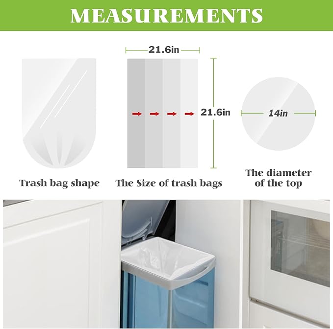 5 Gallon 220 Counts Strong Trash Bags Garbage Bags by Teivio, Bin Liners, for bathroom home office kitchen, 5.5 Gal, Clear