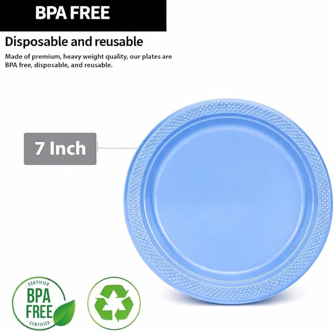 Hanna K. Signature Clear Plastic Plates 7 Inch - 600 count - Plastic Solid Round Party Plates For Weddings, BBQs, Birthday Plates - Disposable Clear Plates - Plastic Dessert Plates
