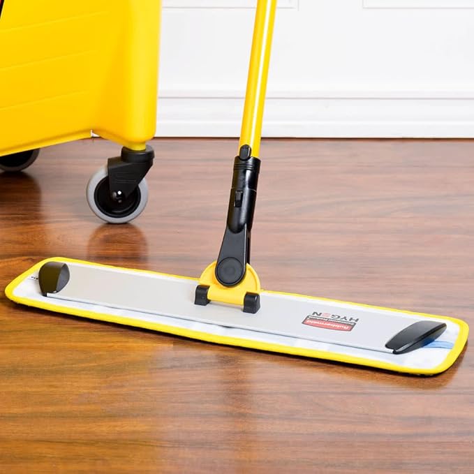 Rubbermaid Commercial Products HYGEN Microfiber Super Scrubber Damp Mop Pad, 18-inch, Yellow, for Floor Cleaning on Title/Hardwood/Laminate Floors