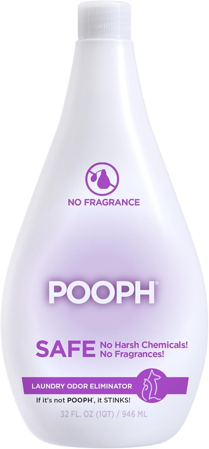 POOPH® Laundry – 32oz Bottle (16 Loads) – Eliminates The Toughest Odors in a One Wash – With No Fragrances. Just Add 2oz With Laundry Detergent – No Harsh Chemicals, Safe for People & Pets