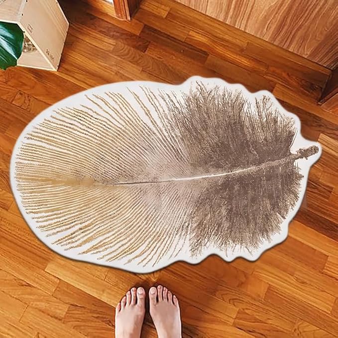 Feather Bath Mat Cute Animals Theme Bathroom Rugs Funny Non Slip Bathtub Decor Mats Super Absorbent Floor Carpet Machine Washable Quick Dry Bahtmat for Tub, Shower, Bedroom，Kitchen，19.7"x31.5"