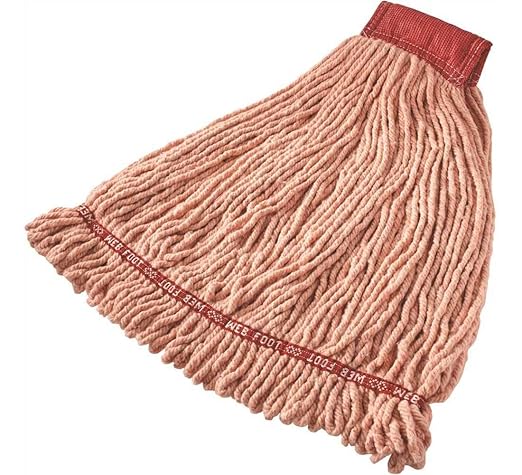 Rubbermaid Commercial Products Web Foot Shrinkless Wet Mop Replacement, Large, Orange, Heavy Duty Industrial Wet Mop for Floor Cleaning Office/School/Stadium/Lobby/Restaurant