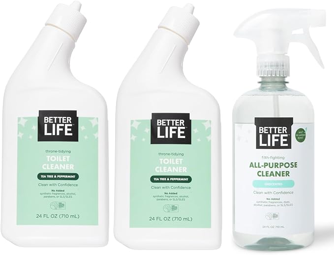 Better Life Toilet Bowl Cleaner(24 Oz, 2 Pack) + All Purpose Cleaner Unscented (24 Oz, 1 Pack)
