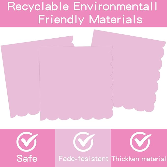 140 Pcs Pink Paper Plates and Napkins, Light Pink Party Supplies Include Scalloped Plates Napkins Cups Plastic Spoons Forks Knives for Baby Bridal Shower, Wedding, Birthday