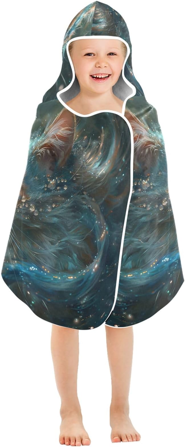 Hooded Towel for Kids Calico Cat with Diamonds on Face Beach Wrap Bath Towels 50x23.5in