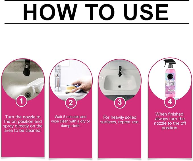 Quatrel Gefanly Bathroom Cleaner, Powerful Pink Bathroom Descaler Cleaner Foam Spray, All Purpose Hard Water Stain Remover, Gentle Formula, for Tub Floor Tile, Shower, Toilet, Bathtub, Glass