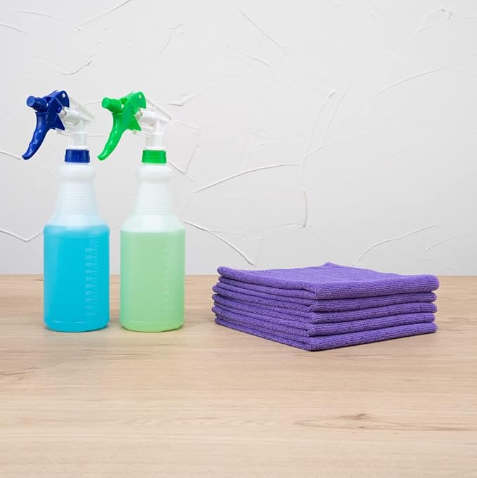 Restaurantware Clean Tek Professional 16 x 16 Inch Cleaning Cloths 100 Lint Free Microfiber Towels - Highly Absorbent Non Abrasive Purple Microfiber Cleaning Rags Reusable For All Purpose Use