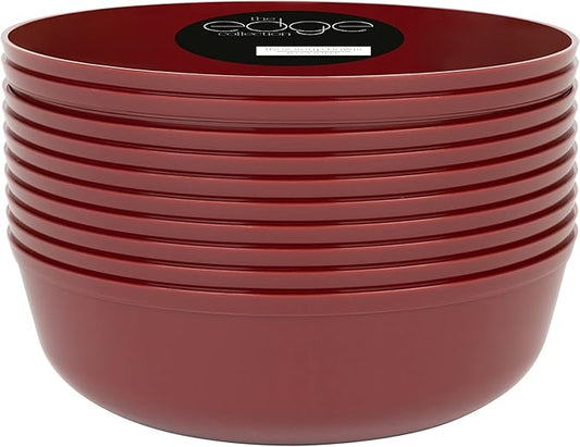 [30 Pack 16 OZ Bowls] Edge Collection Cranberry Red Plastic Party Soup Bowls Premium heavyweight Elegant Disposable Tableware Dishes